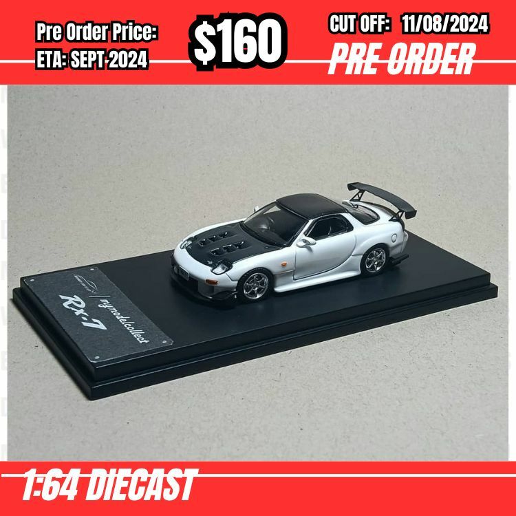 PO-$160 * Model Collect * 1:64 Mazda RX7 Re Amemiya White w/Carbon Hood [OD06/08]