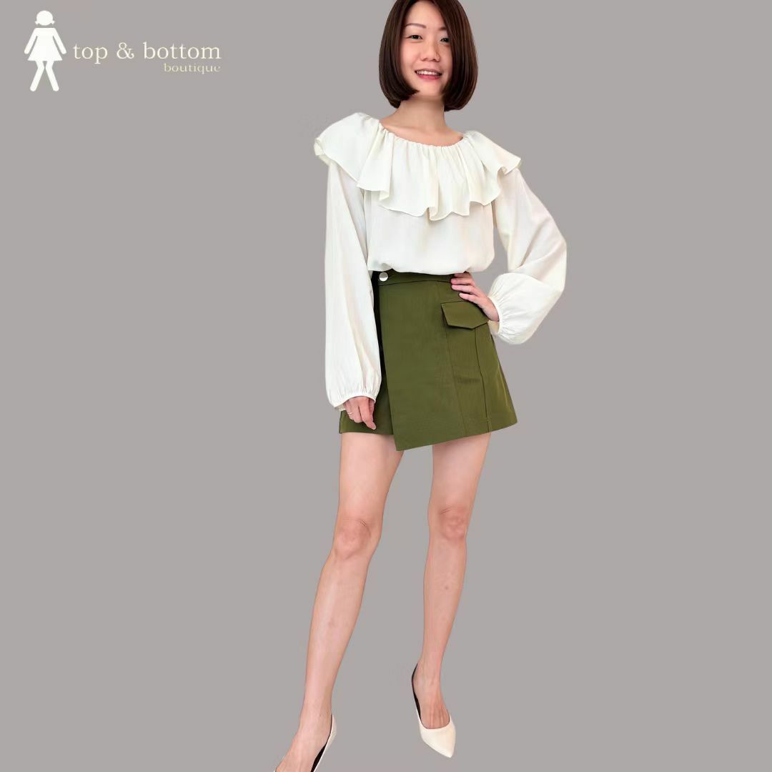 FRILLS LONG SLEEVE OFF SHOULDER BLOUSE