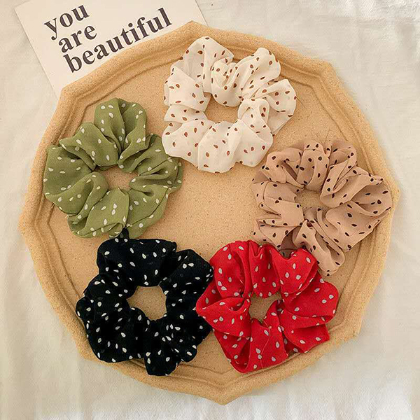 JK KOREA Fabric Mori Girls Hair Rope French Style Girls Hair Circle (5pcs) J0441