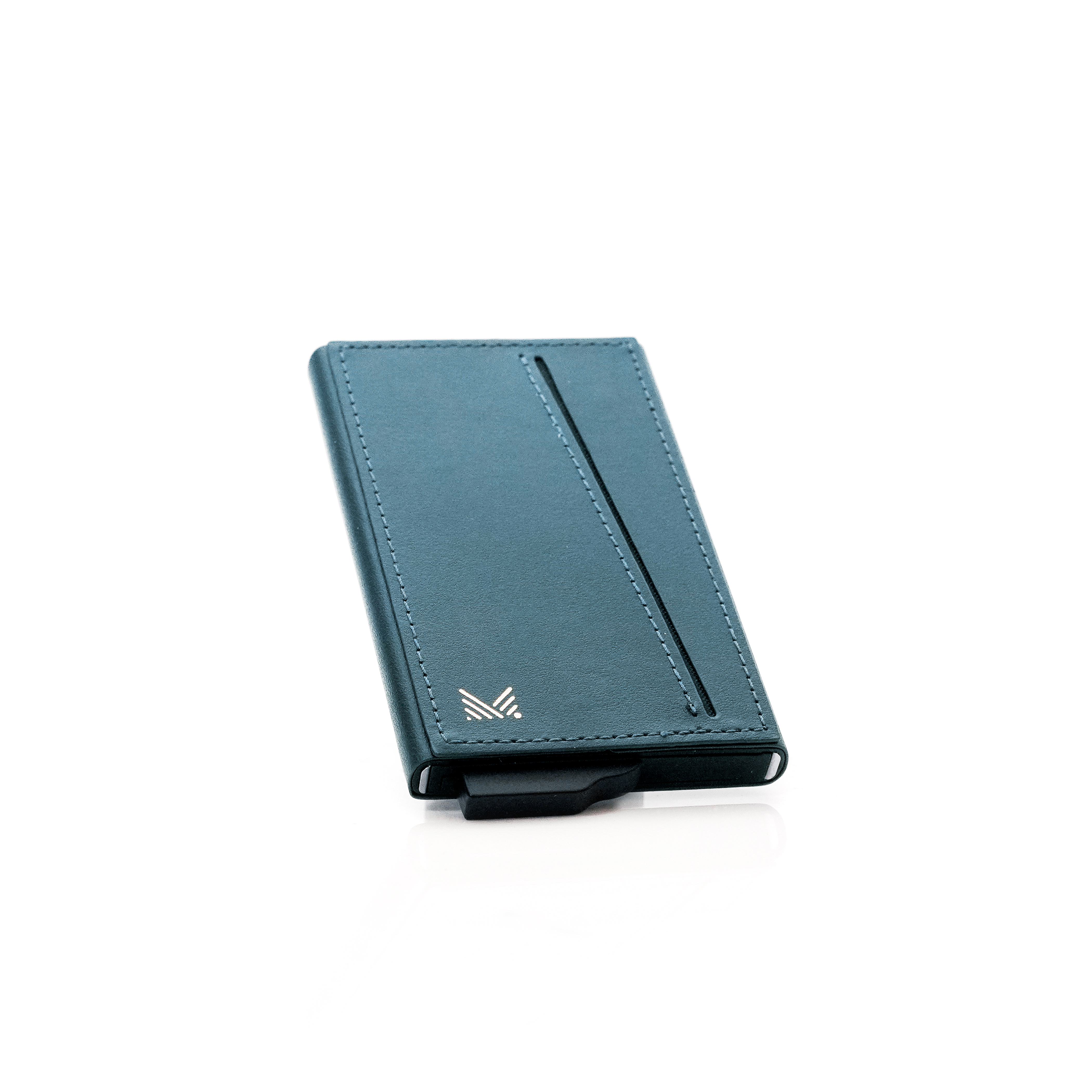 LUCID Refined | Biodegradable Leather Magnetic Metal Card Protector for iPhone - Midnight Blue