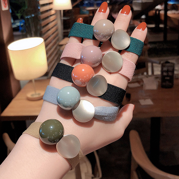 JK KOREA Temperament Rubber Band Hair Wrap Macaron Hair Tie Headband (5 pcs) J0360
