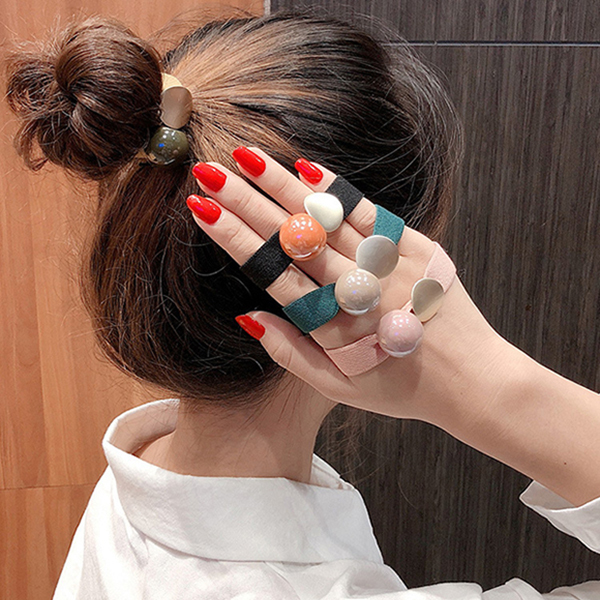 JK KOREA Temperament Rubber Band Hair Wrap Macaron Hair Tie Headband (5 pcs) J0360