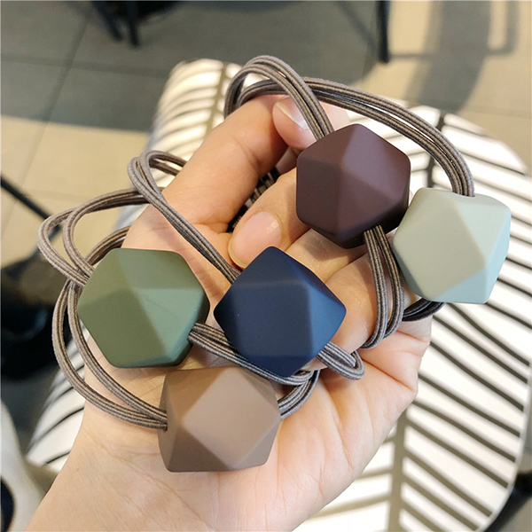 JK KOREA new temperament simple Morandi color special-shaped beaded hair ring J0298