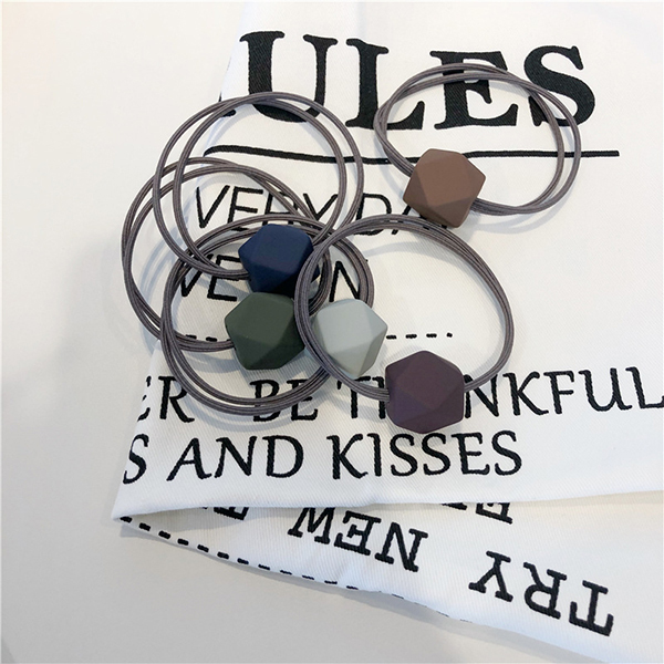 JK KOREA new temperament simple Morandi color special-shaped beaded hair ring J0298