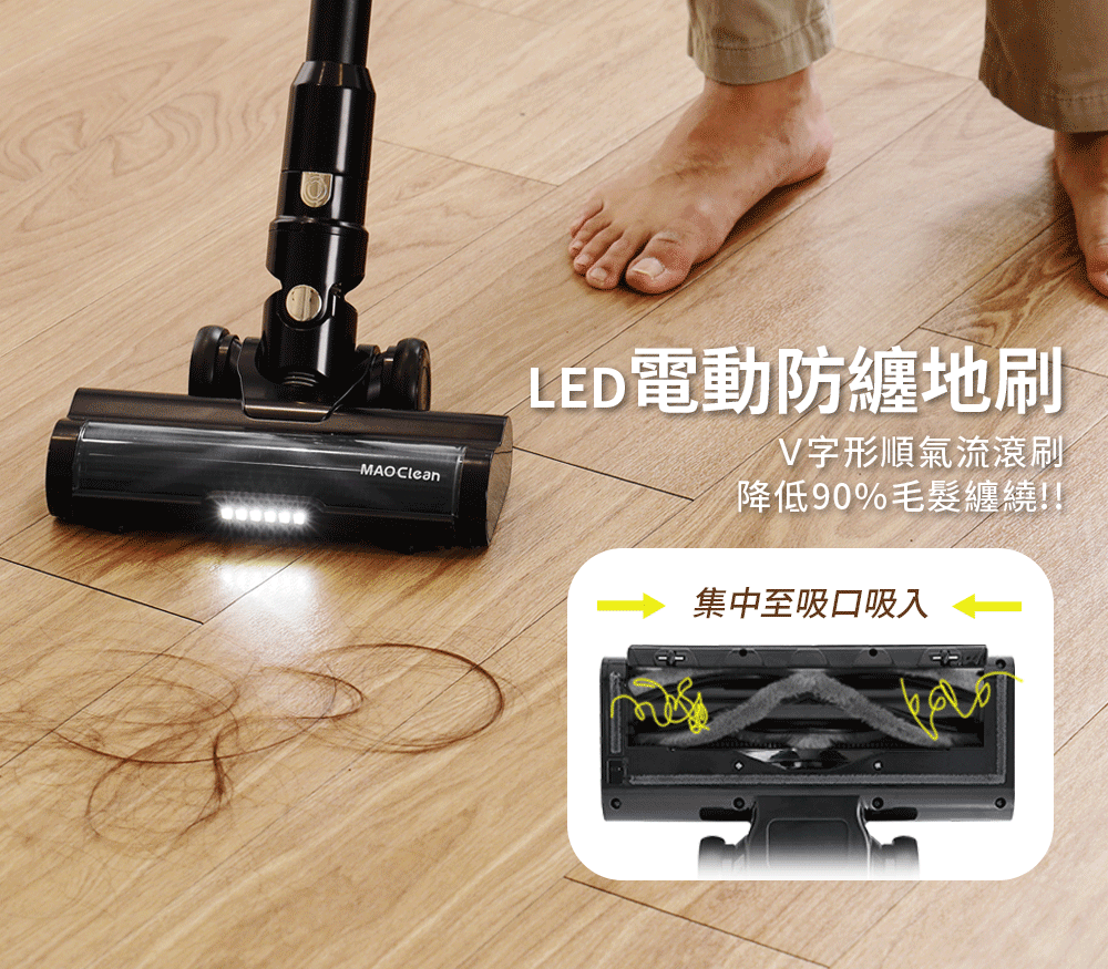 MAO Clean M8 PLUS 自動集塵．不卡毛無線吸塵器(除蟎/收納/集塵塔/M8+)