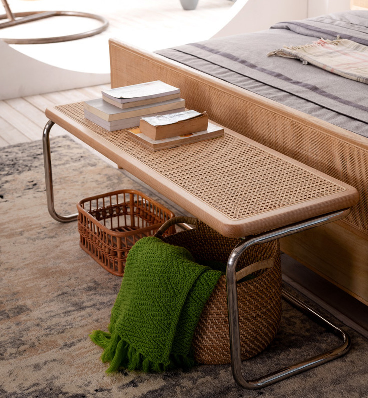 藤編床尾長椅凳