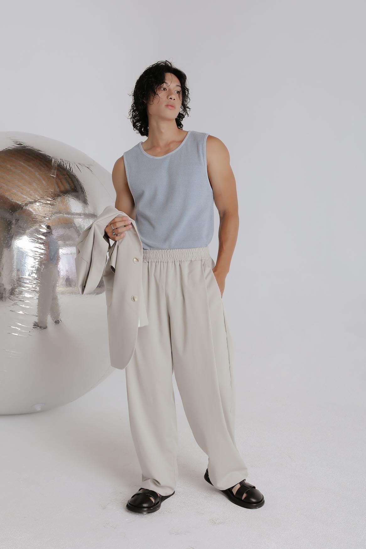 Two Button Short Sleeves Set-Pants #西裝褲