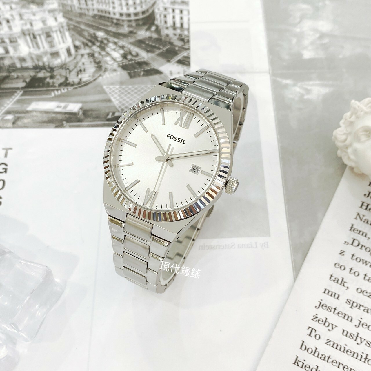 【FOSSIL】Scarlette 低調環刻質感女錶 ES5300 38mm現代鐘錶