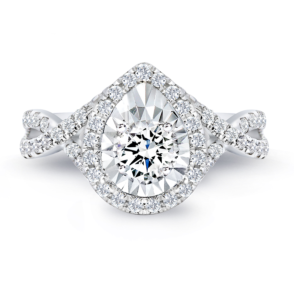 30分滿鑽編織水滴型鑽石戒指