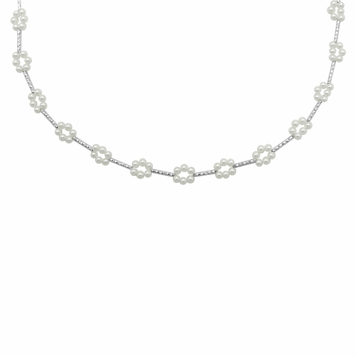 珍珠雲朵花圈・純銀項鍊 (KNS10153)