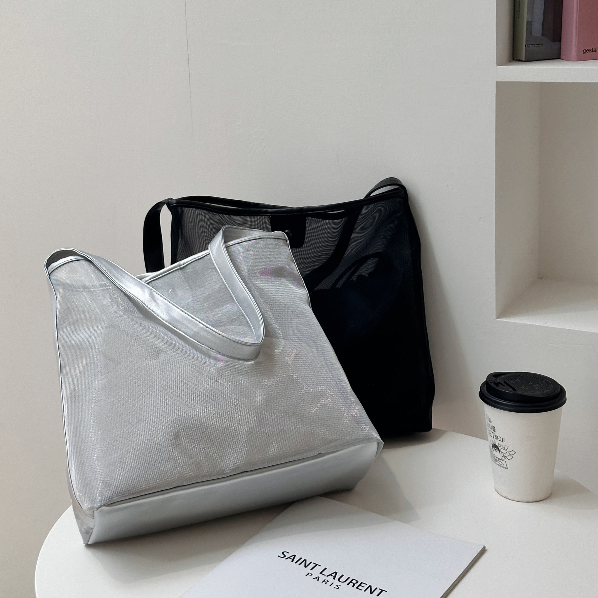 韓系透紗網肩背包/二色