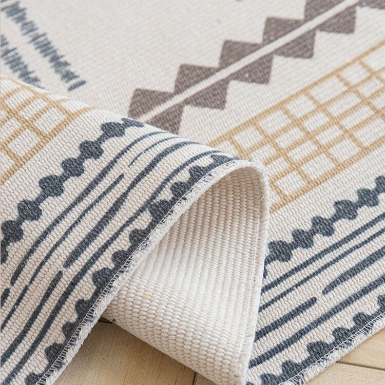 《4583》北歐風流蘇棉麻地墊 ((棉麻))