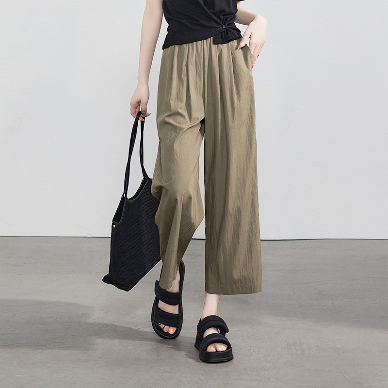 鬆緊腰九分寬褲 四色