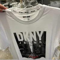 [S] DKNY JEAN'S WOMEN PHOTO GRAPHIC RELAXED T-SHIRT,WHITE/FIERY CORAL, DJ4T1175-H1J [FINAL SALE] (SD983)