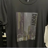 [S] DKNY LOGO BLING BLING RHINESTONE T-SHIRT,BLACK/SMR ROUG, P4DHQWNA-H5D [FINAL SALE] (SD985)