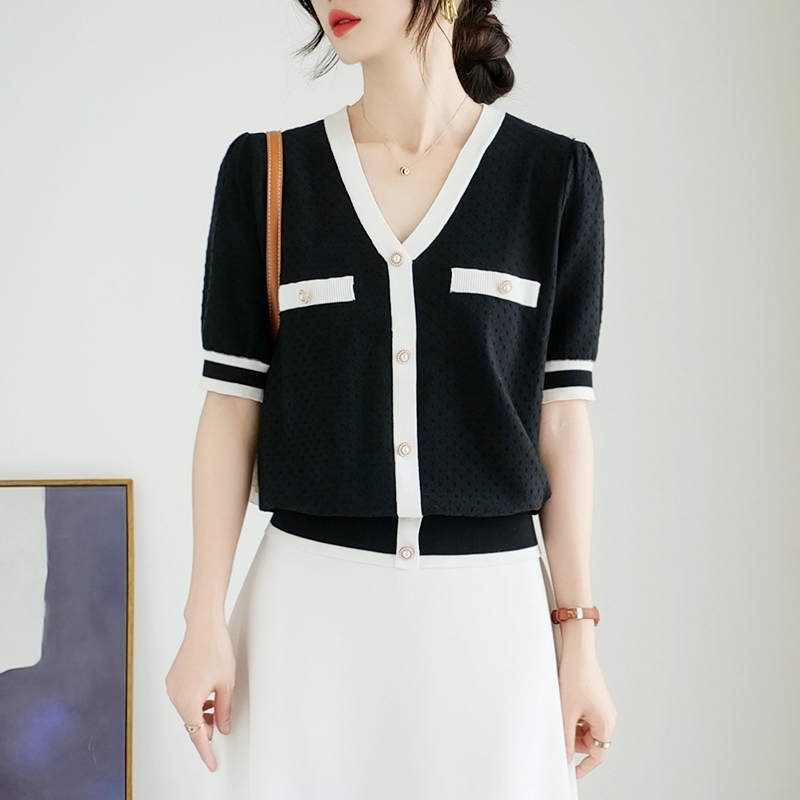 撞色滾邊小香風上衣 兩色