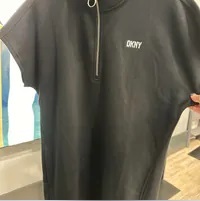 [S] DKNY METALLIC BUBBLE LOGO HALF ZIP DRESS,BLACK/SILVER, DP3D4826-BSV (SD993)
