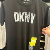 [S] DKNY LOGO FRONT PRINT T-SHIRT,BLACK, DJ4T1072-BLK (SD995)