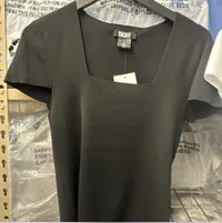 [S] DKNY SQUARE NECK KNIT TOP,BLACK, UD4TRP98-BLK [FINAL SALE] (SD1001)