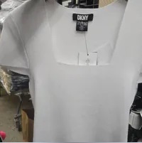 [S] DKNY SQUARE NECK KNIT TOP,WHITE, UD4TRP98-WHT (SD1002)