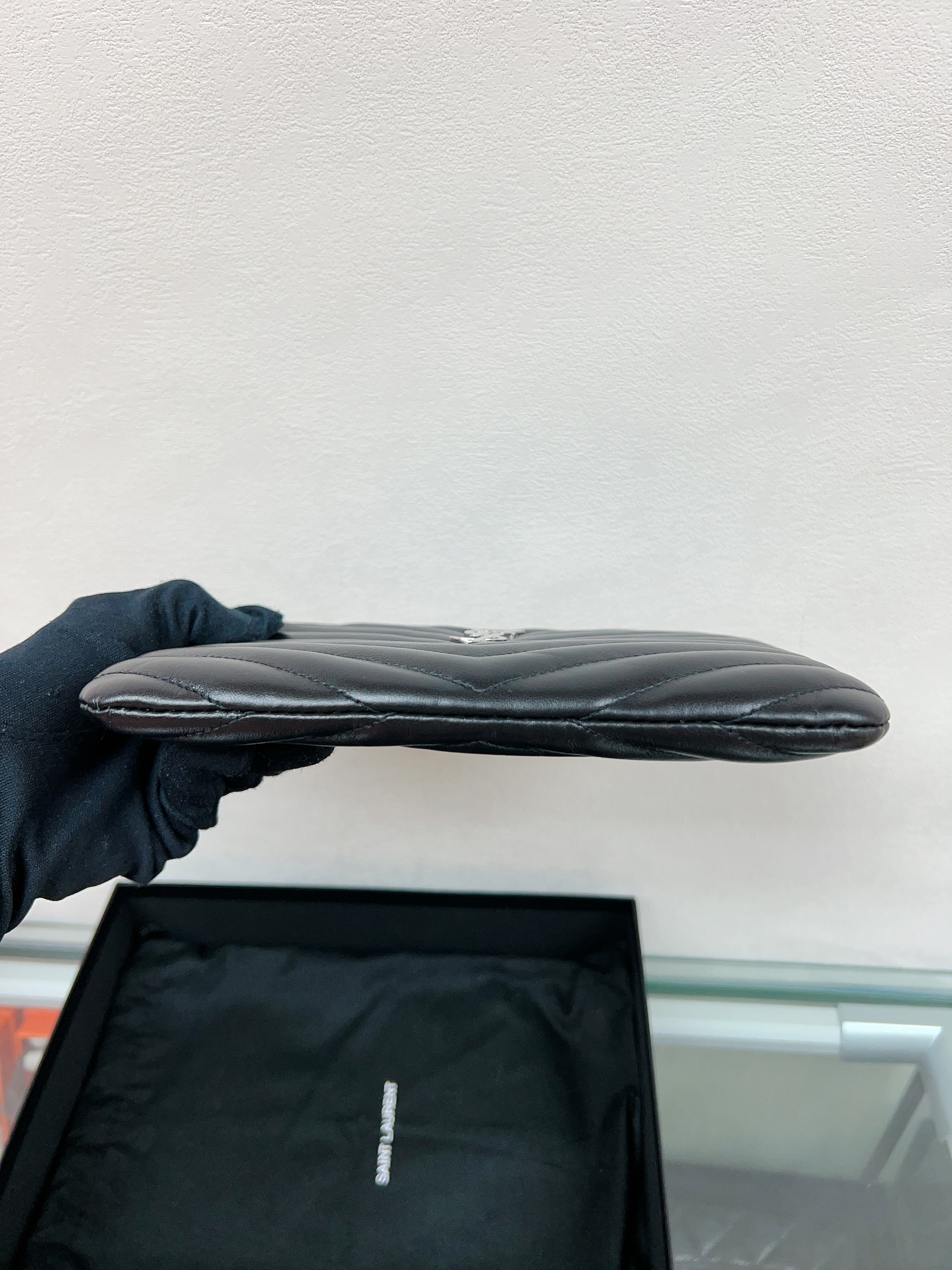 YSL Saint Laurent wallet pouch/ clutch (black/ silver)