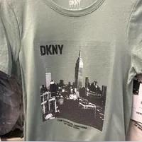 [S] DKNY BAWELNIANY VINTAGE T-SHIRT,LILY PAD, DP4T9725-LYP (SD1030)