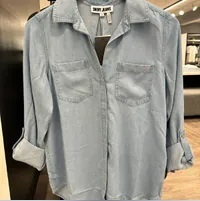 [S] DKNY SPLIT BACK BUTTON FRONT SHIRT,CHAMBRAY, DJ4W2017-FJZ (SD1033)