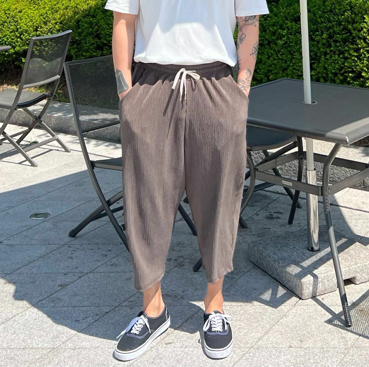 淨色暗紋鬆身褲 PEACOCK-085P