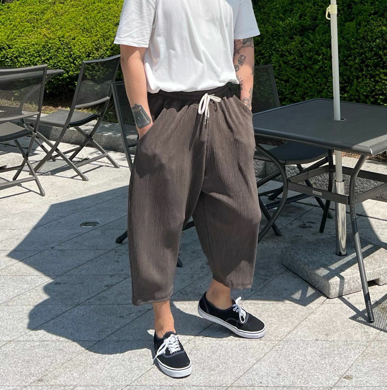 淨色暗紋鬆身褲 PEACOCK-085P