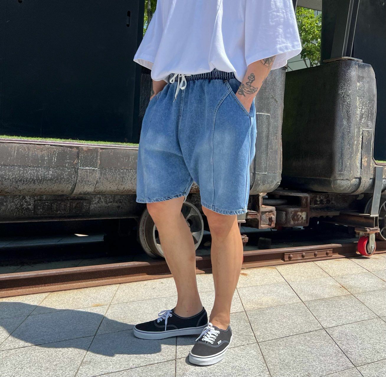 洗水牛仔短褲 PEACOCK-086P