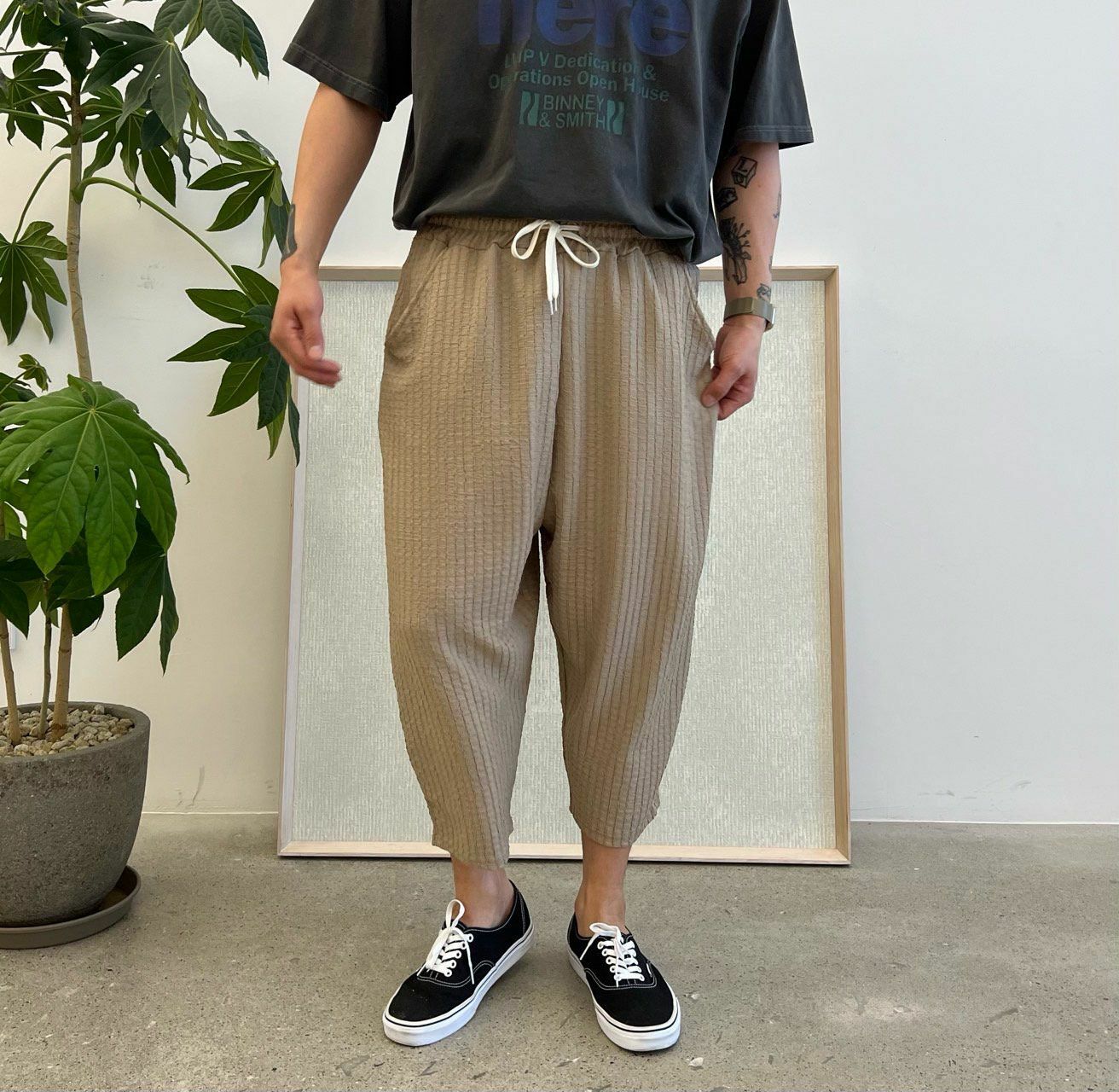 淨色暗紋鬆身褲 PEACOCK-087P