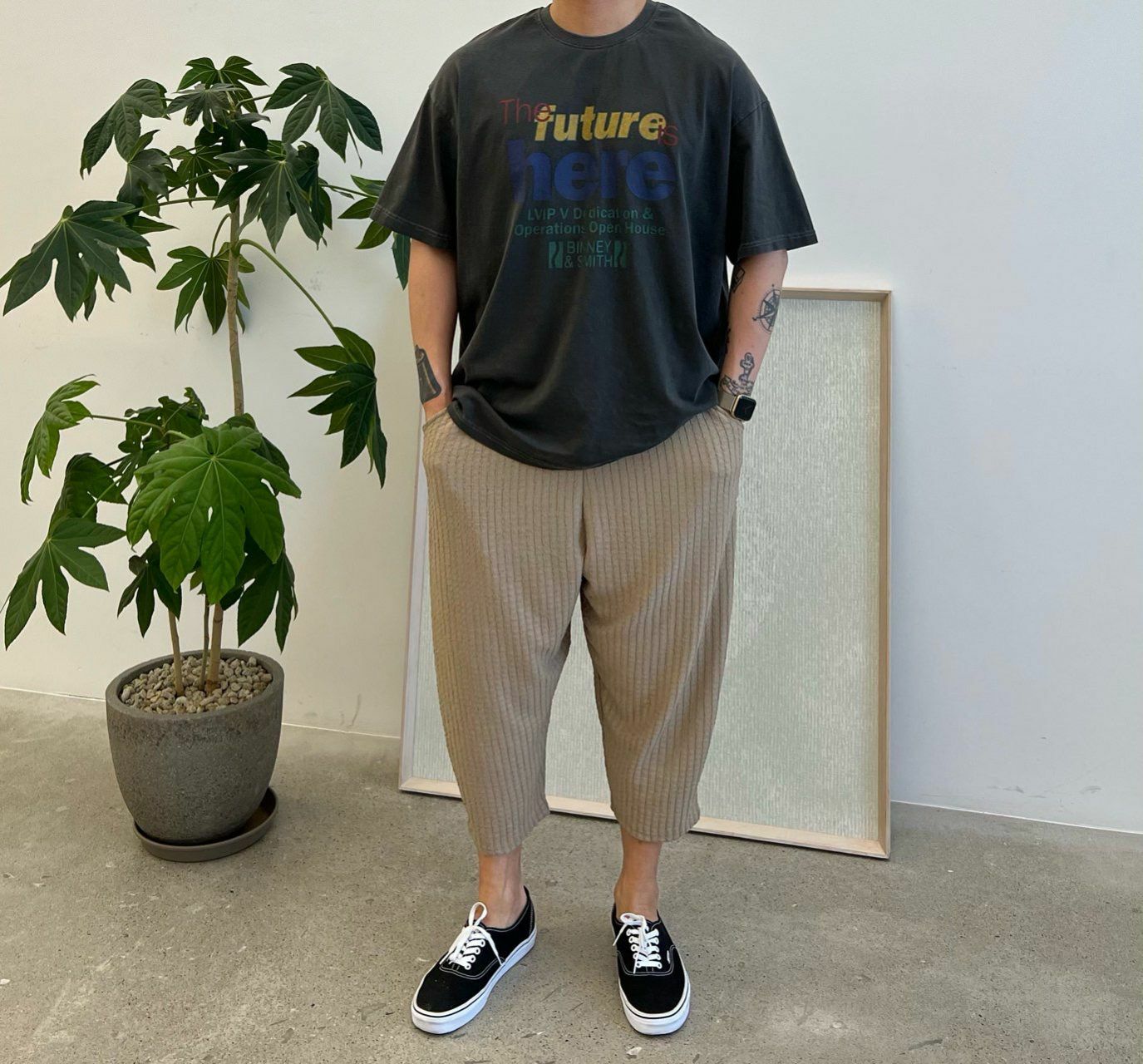 淨色暗紋鬆身褲 PEACOCK-087P