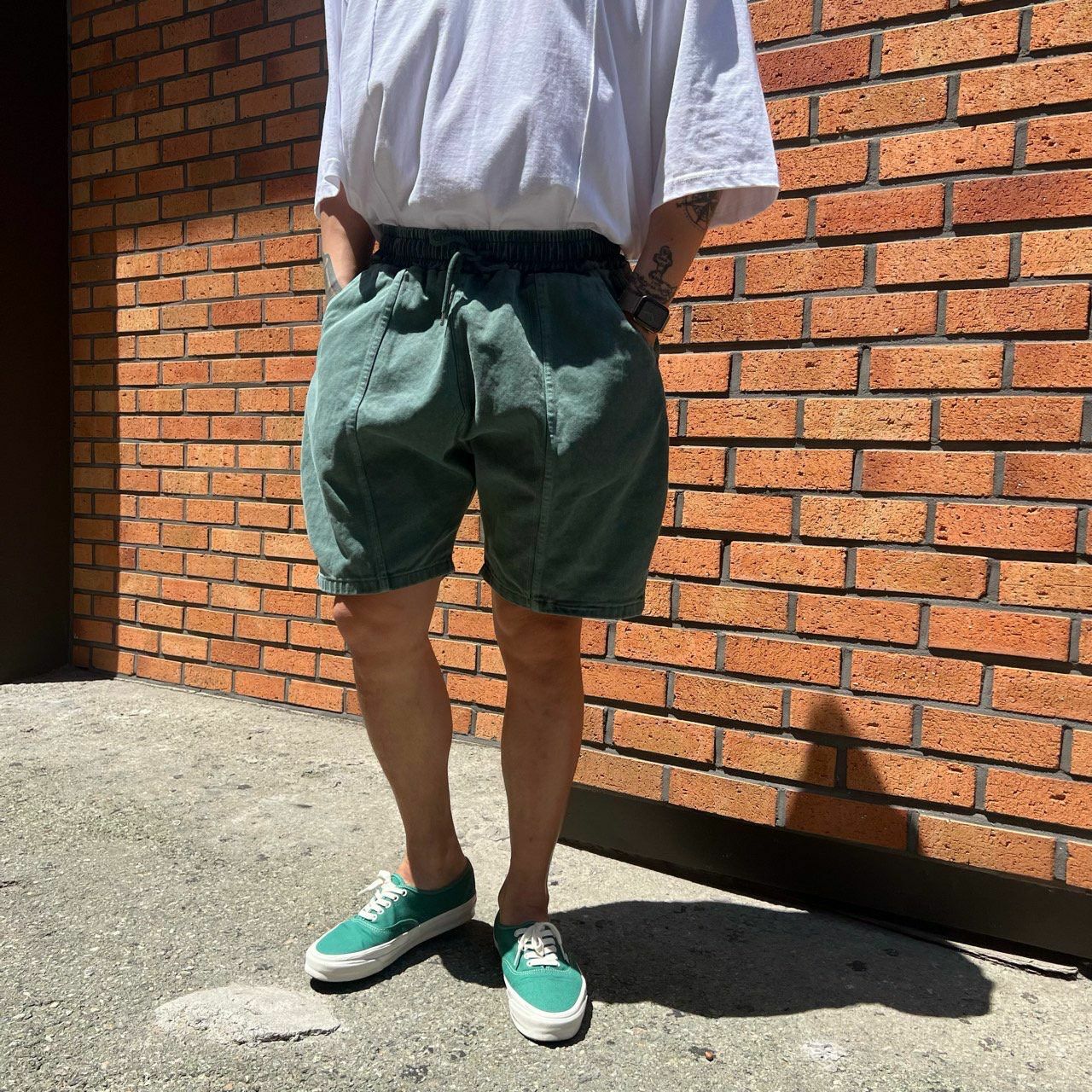 淨色洗水棉質短褲 PEACOCK-089P