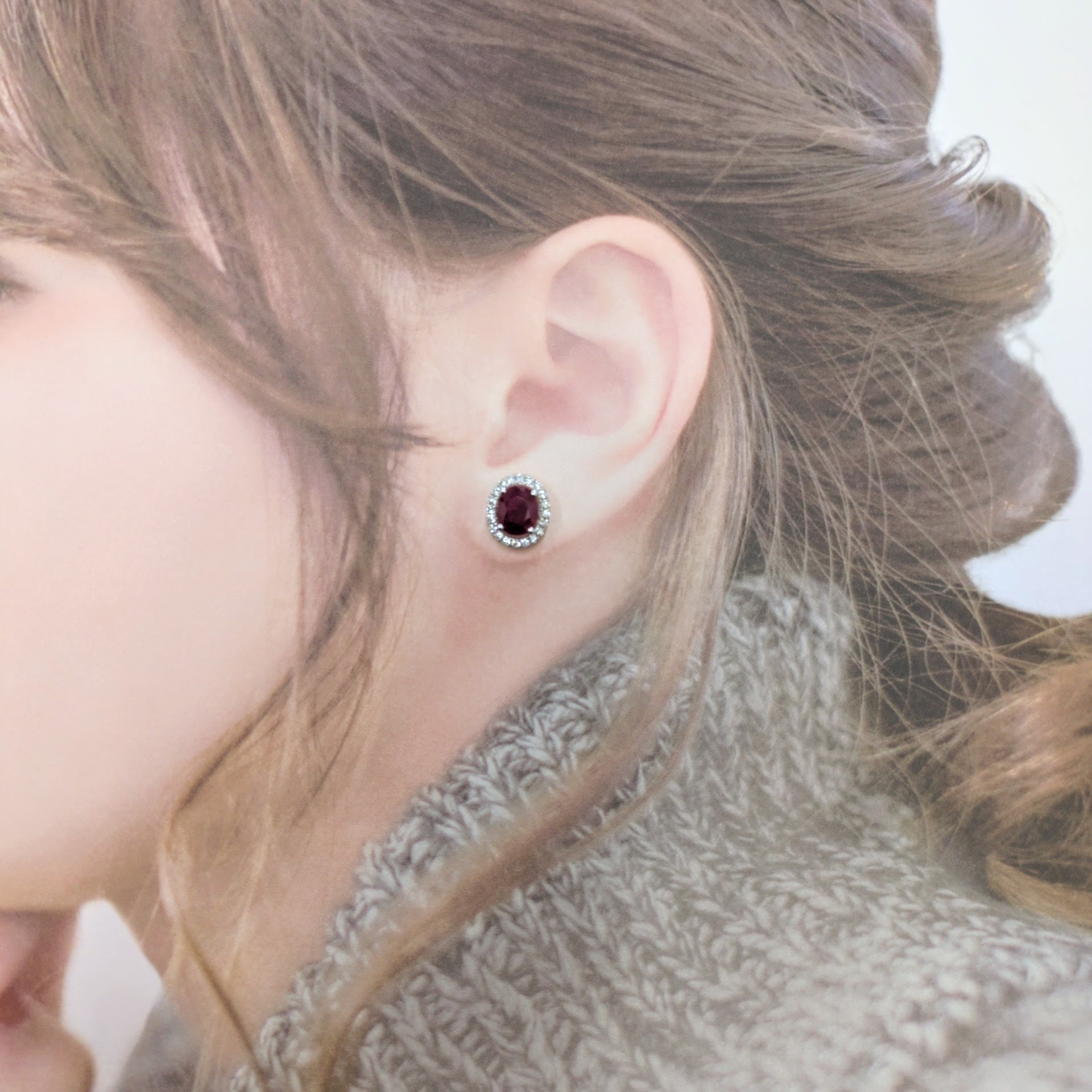 18K White Gold 2.96ct Ruby and Diamond Earring