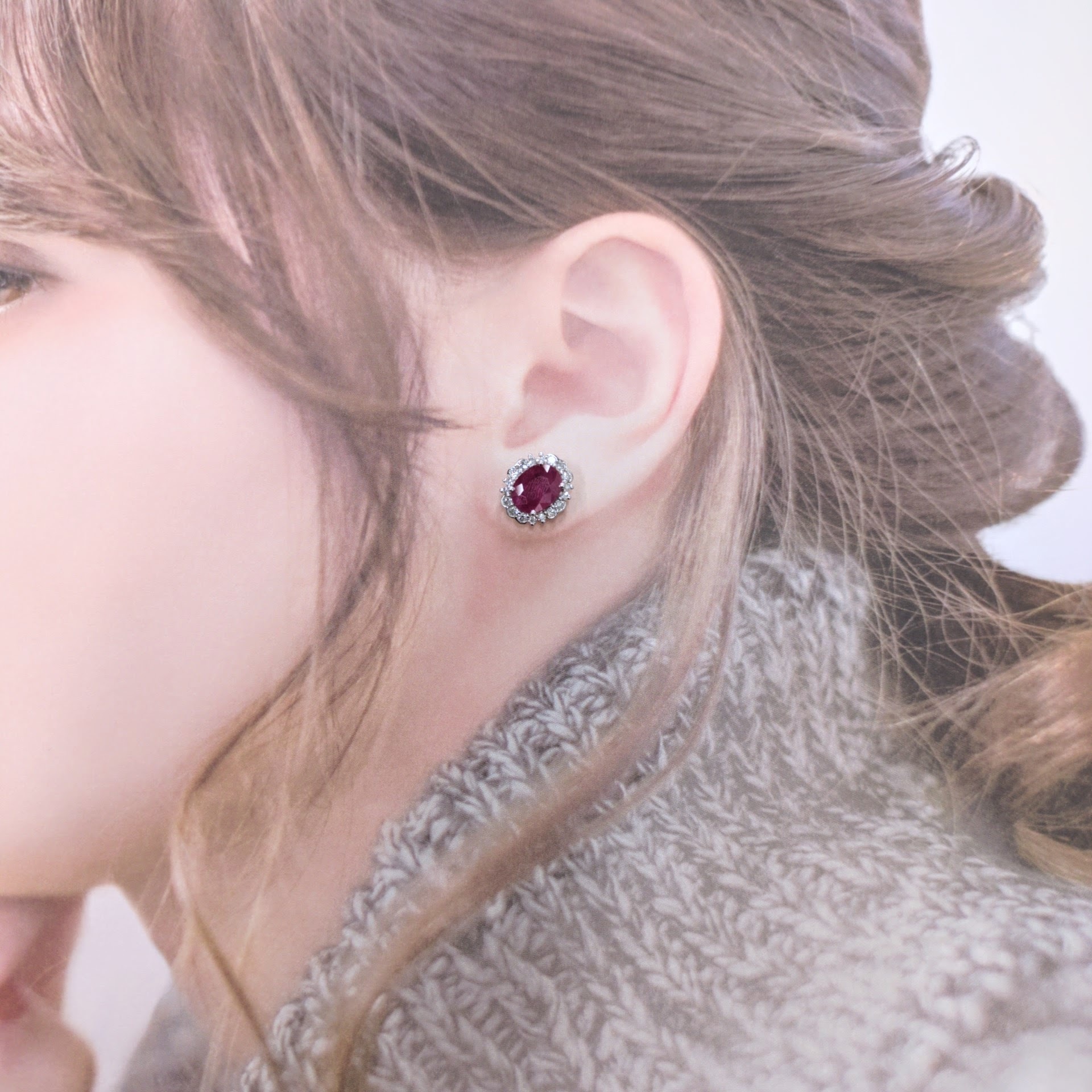 18K White Gold 4.89ct Ruby and Diamond Earring