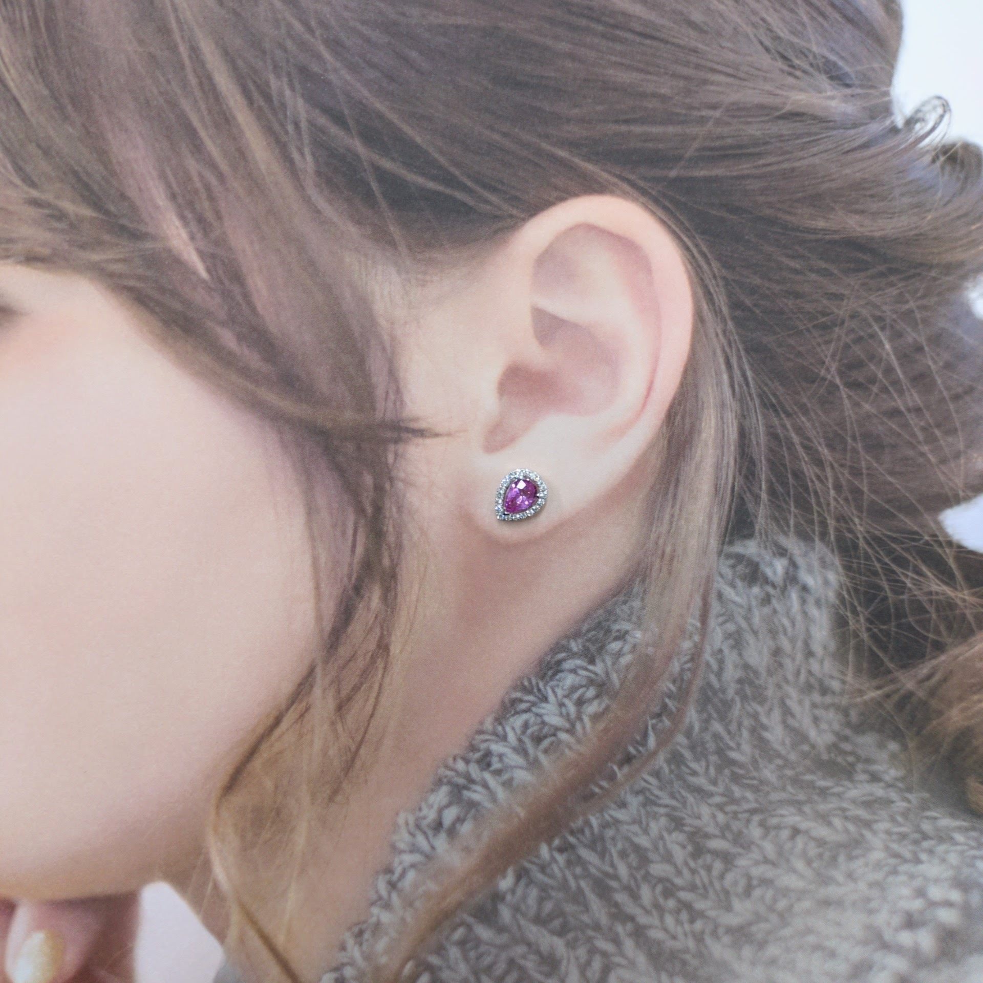 18K White Gold 1.47ct Sapphire and Diamond Earrings