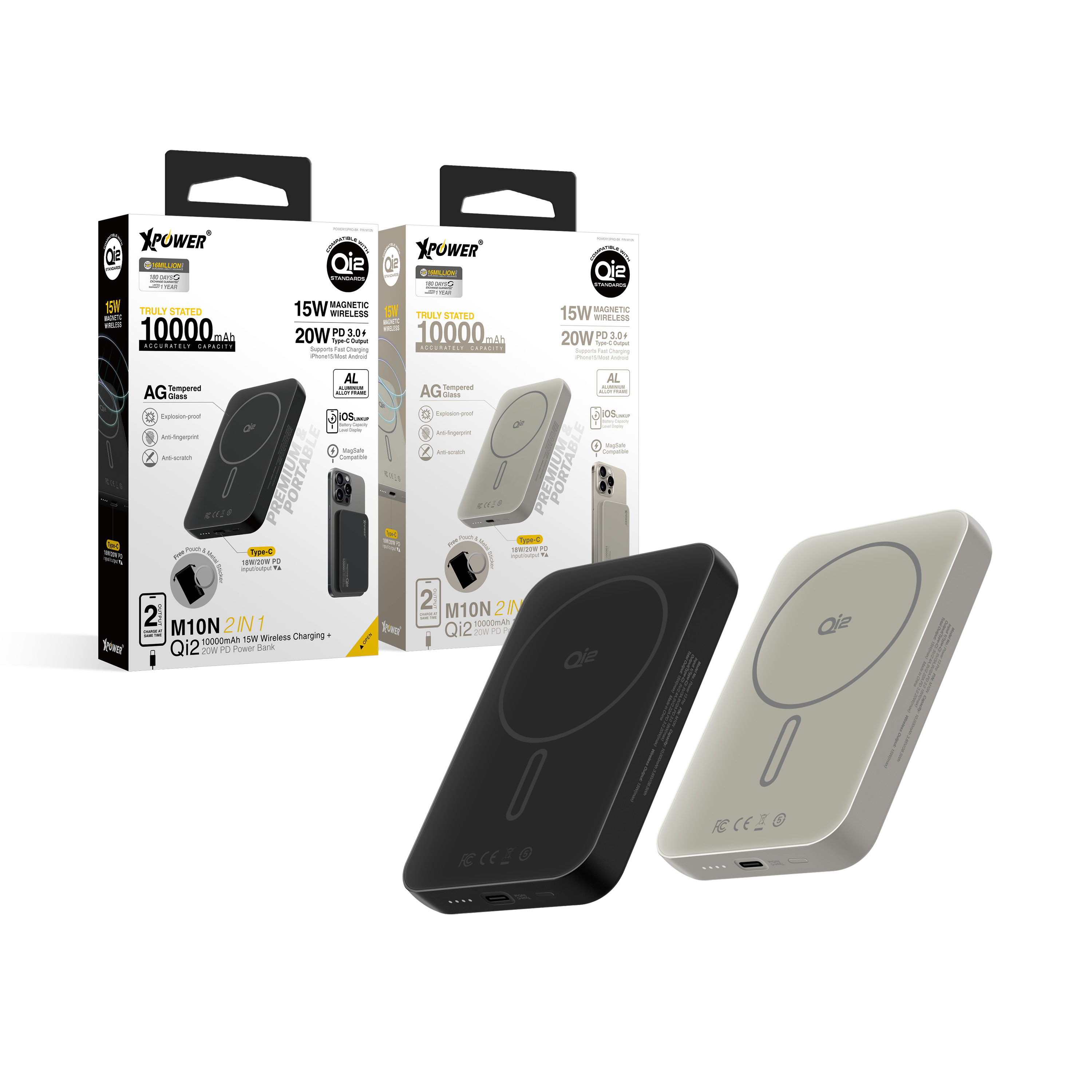 XPower M10N 2合1 Qi2鋁合金10000mAh 15W無線快充 +20W PD移動電源