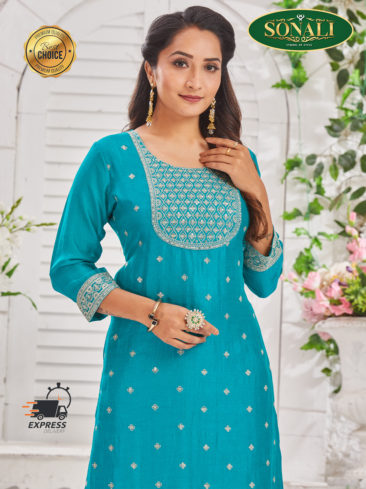 [READY STOCK] Sonali Premier Quality Women's Long Kurti Indian Tradition Women's Long Top - Q1926