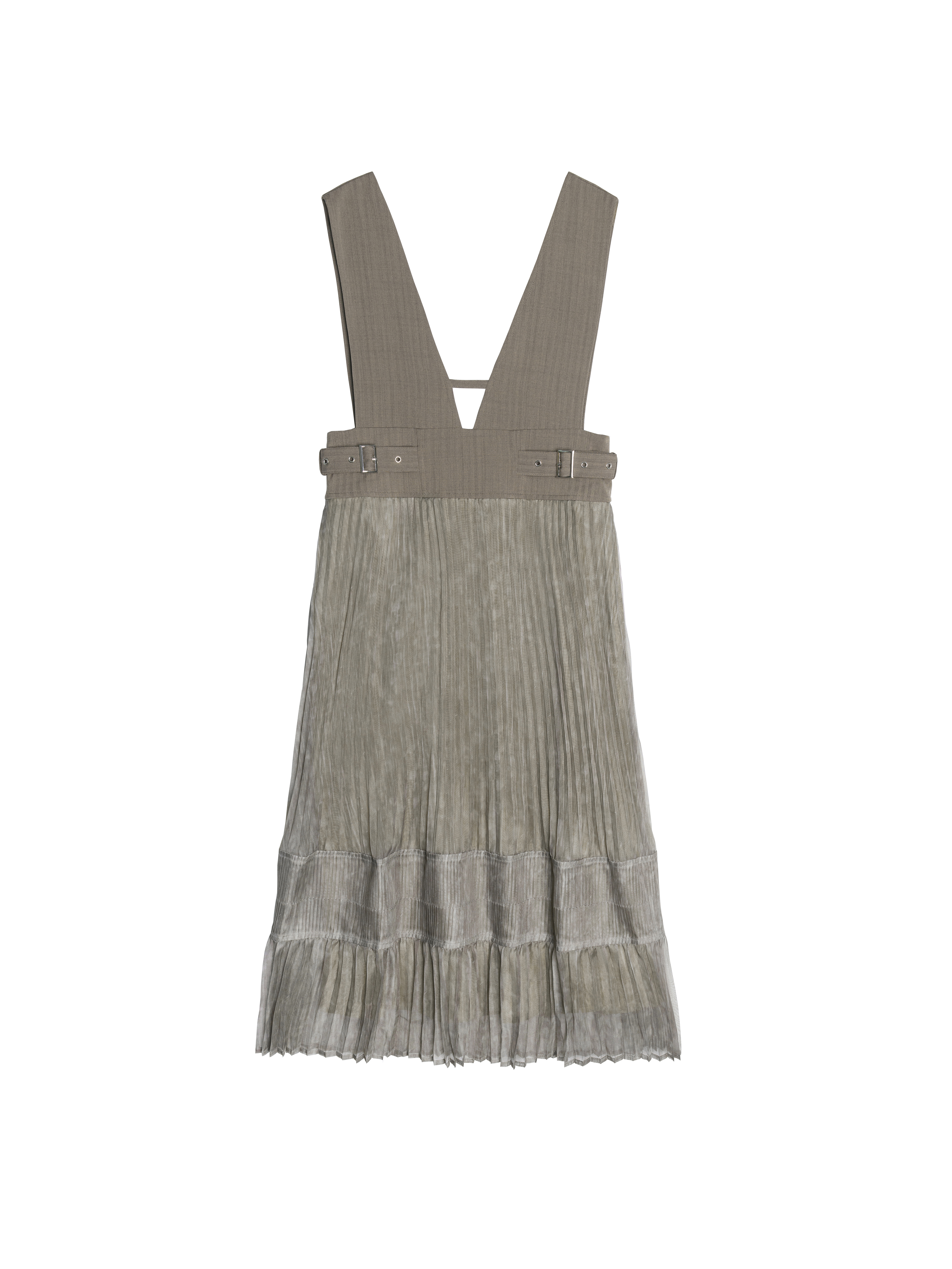 Layered V Neck Dress With Pleated Detail - 218C