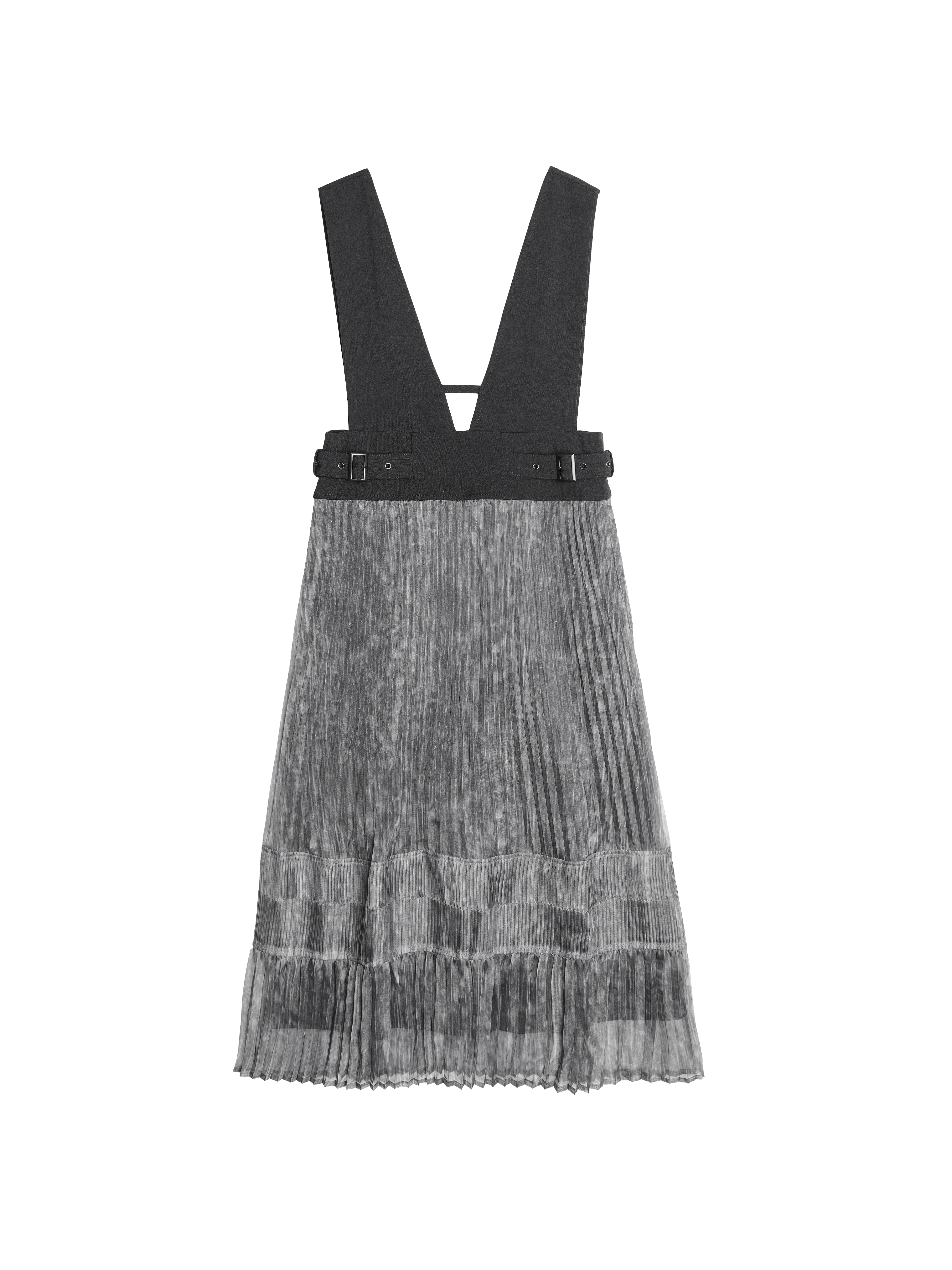 Layered V Neck Dress With Pleated Detail - 218C
