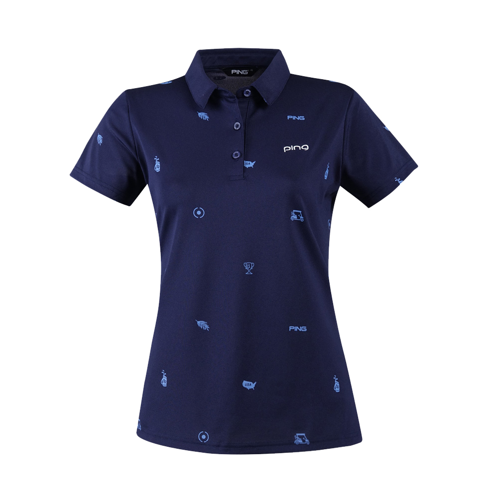 PING 美國 網眼吸濕排汗抗UV POLO衫 女款 藍色 吸濕/排汗 10PIR24191