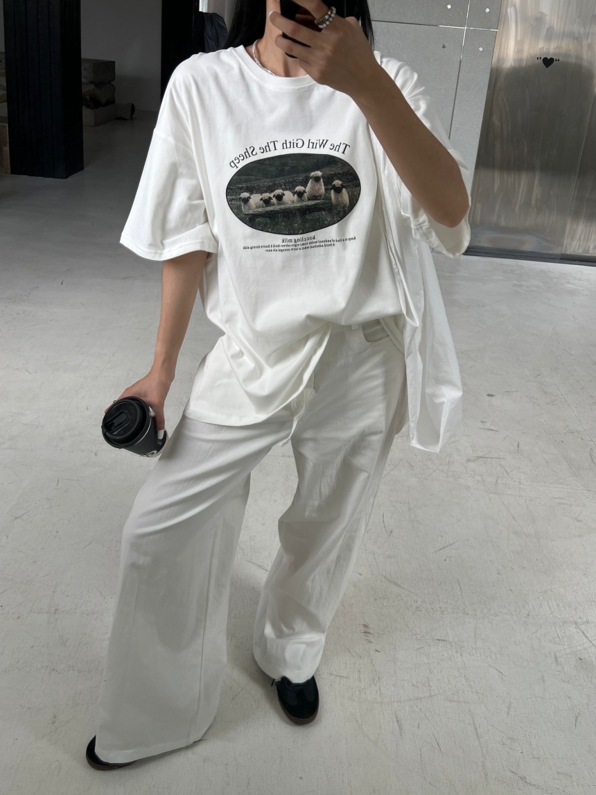 磨毛高磅男友綿羊寬版T*5色