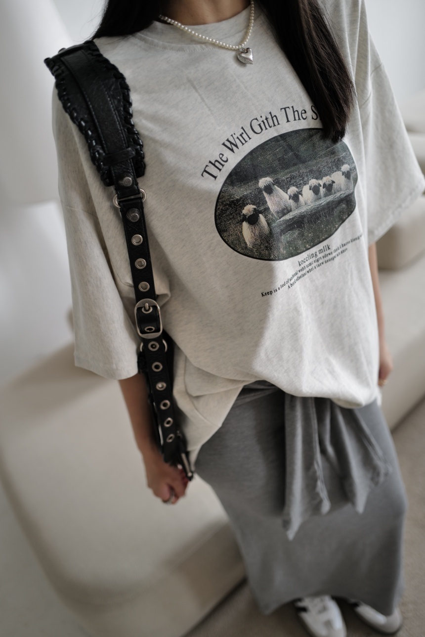 磨毛高磅男友綿羊寬版T*5色