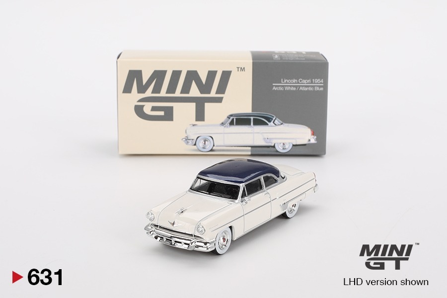 Mini GT 1/64 Lincoln Capri 1954 Arctic White / Atlantic Blue LHD