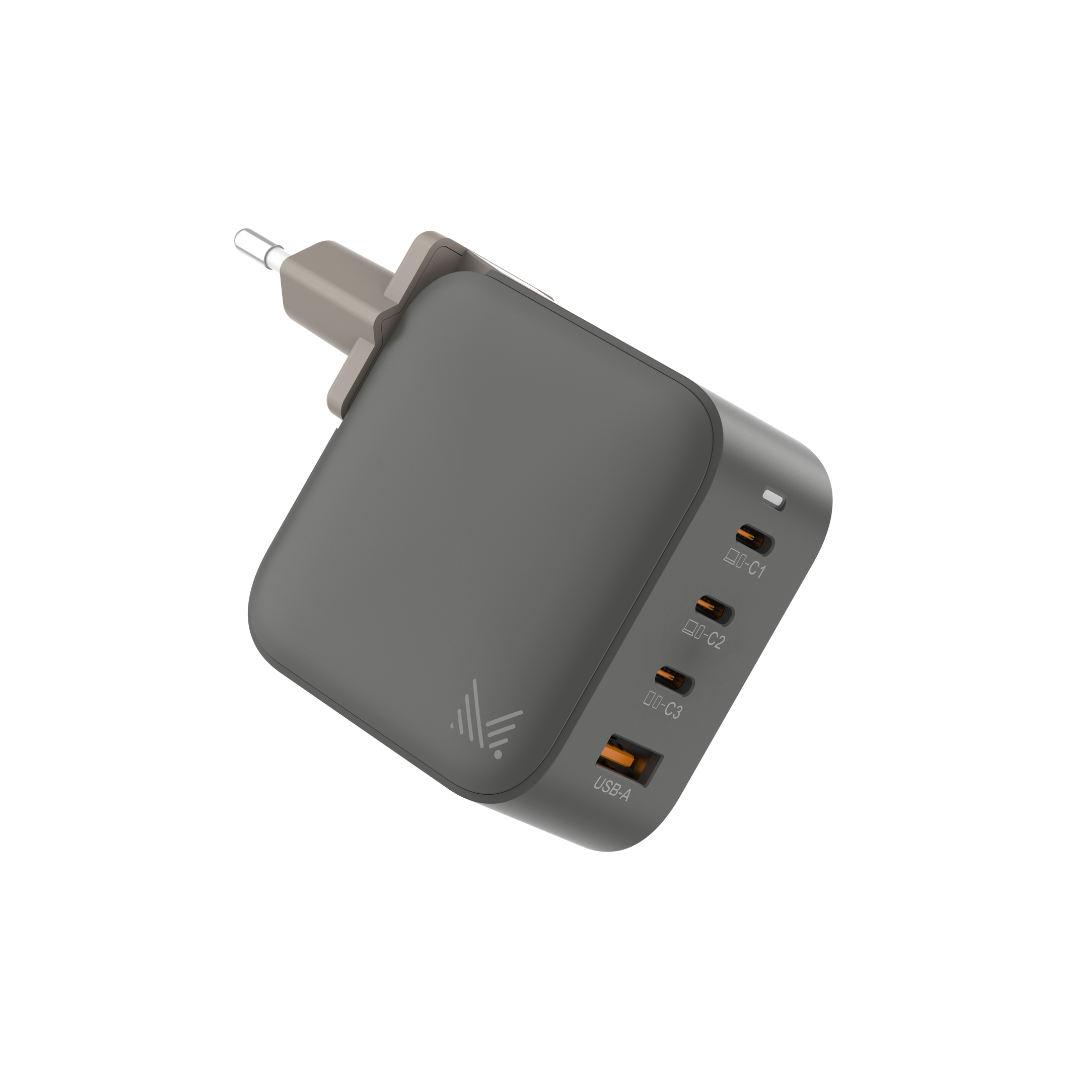 🇮🇩 Exclusive in Indonesia 🇮🇩 ESSENTIALS｜ 120W 4-Ports USB-C+USB-A GaN Charger (EU) - Charcoal