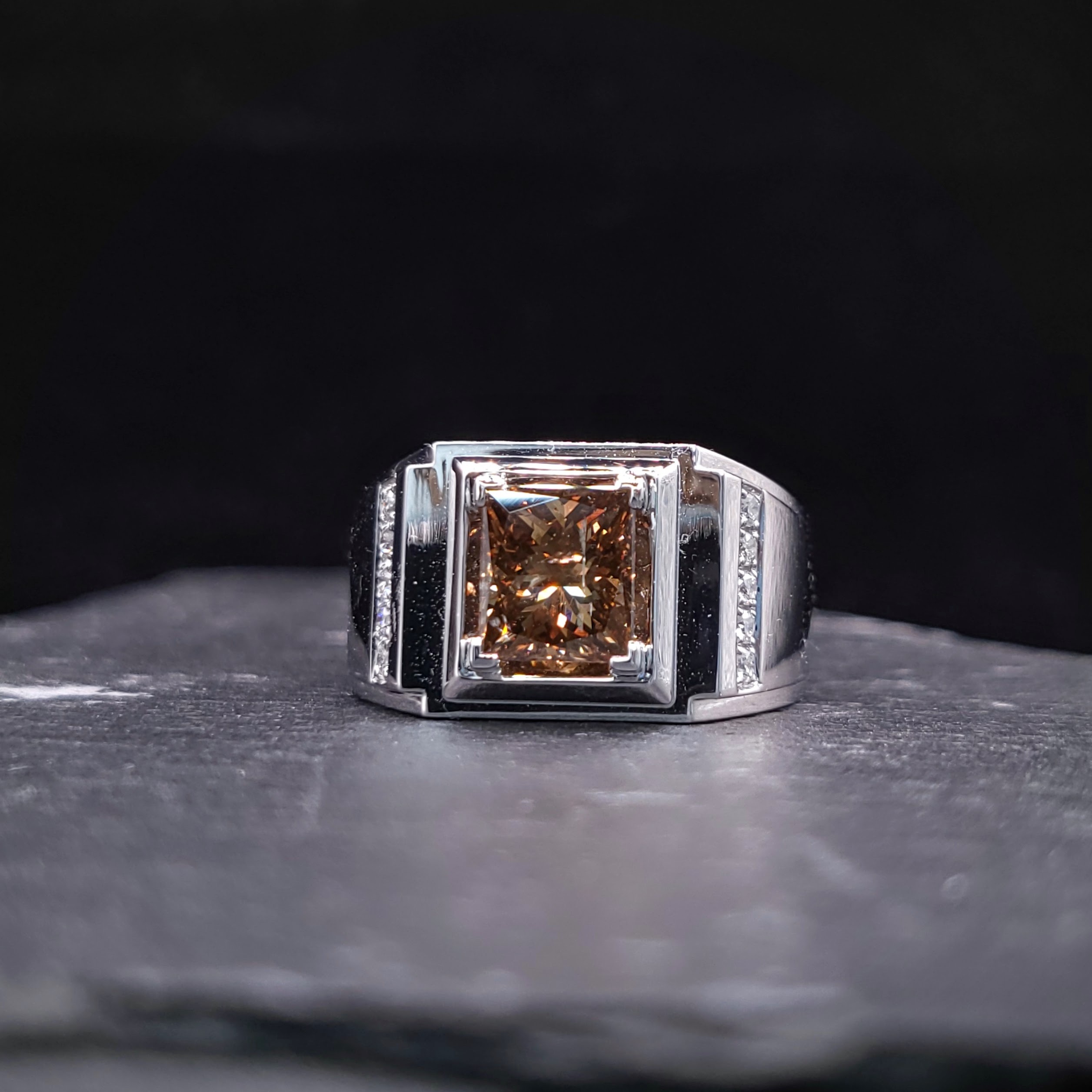 18K White Gold 1.98ct Fancy Brown Diamond Ring
