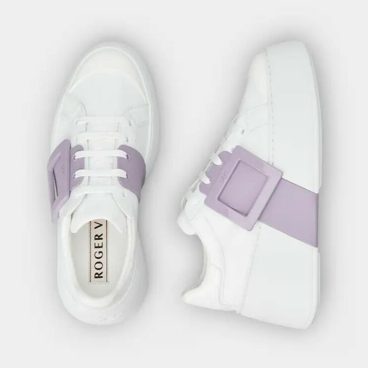 SRV07929 ROGER VIVIER Viv' Skate皮革運動鞋 白拼紫色 #RVW73725550LXQ9998 (E)