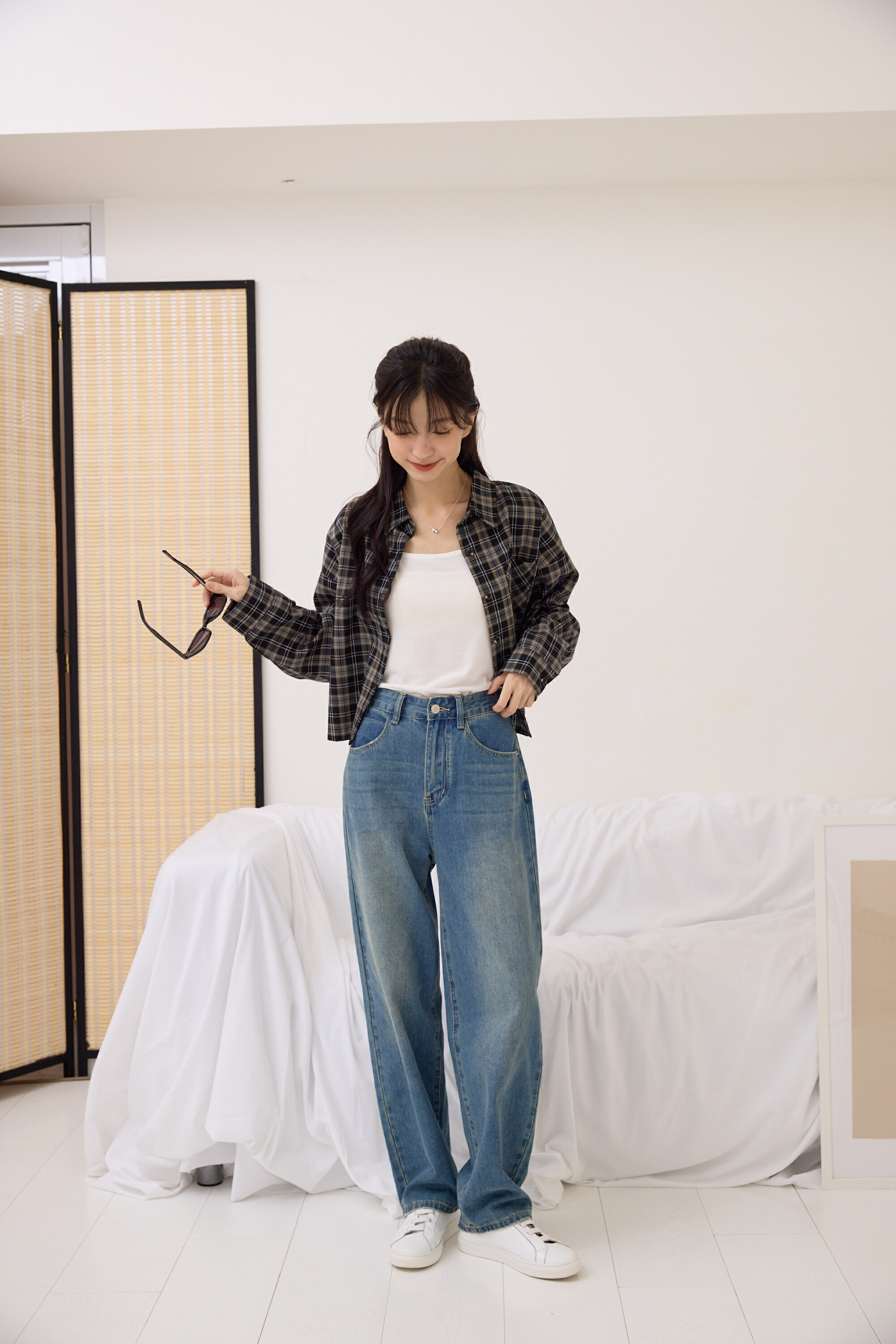 『最後現貨』guten made/輕薄呼吸感 中腰寬鬆男友褲-深藍