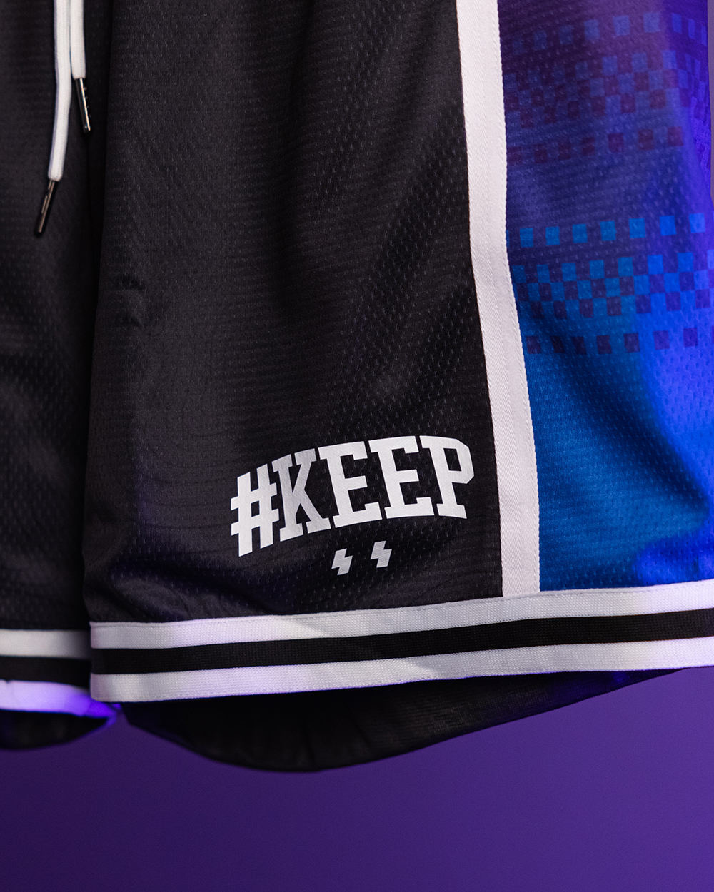 #KEEP X YT夏季大戰 黑色 藍紫 漸層 波紋 抽繩 網眼 運動 短褲 球褲【KS230-BK】ABshorts