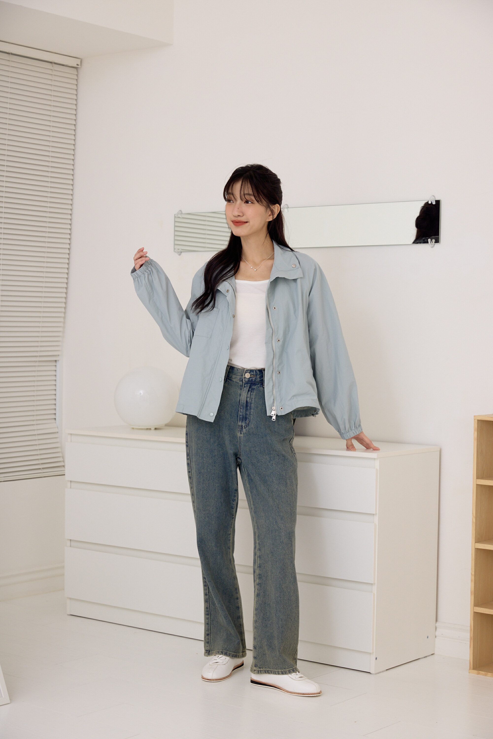 guten made/捨不得換 極涼牛仔直紋直筒褲-復古藍